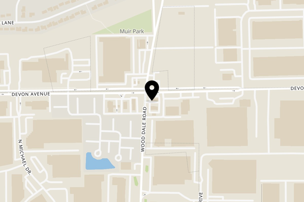 Map showing the location of Tip Top Fish & Chicken on 601 E Devon Ave in Elk Grove Village
